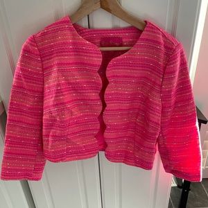 Hot pink Lilly Pulitzer cropped blazer